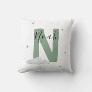 Sage Green Personalized Baby Name Pillow Custom