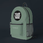 Sage Green | Personalized Corporate Logo and Text Printed Backpack<br><div class="desc">Organic Ecofriendly Sage Green colour | Personalized Corporate Logo and Text Modern Business Printed Backpack</div>