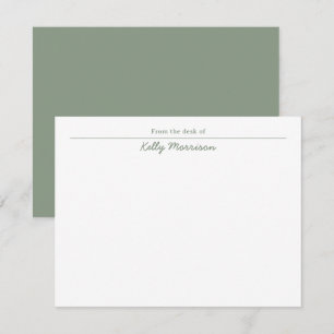 Sage Green Personalized From the Desk Of Card