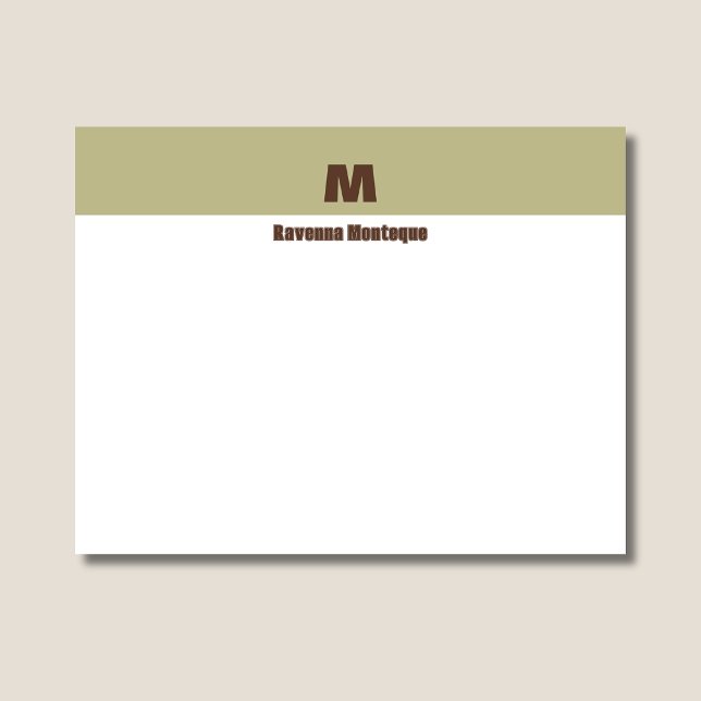 Sage Green Personalized Name Letter Monogram  Card (Creator Uploaded)