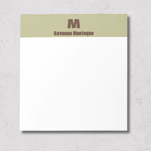 Sage Green Personalized Name Letter Monogram Note