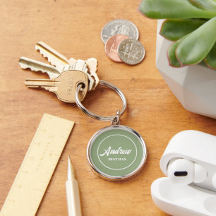 Sage Green Personalized Wedding Best Man Keychain