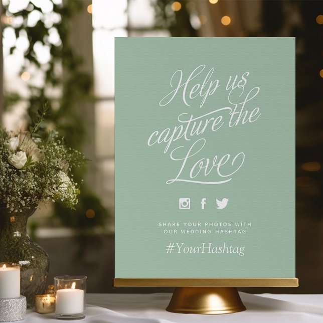 Sage Green Personalized Wedding Hashtag Sign (Creator Uploaded)