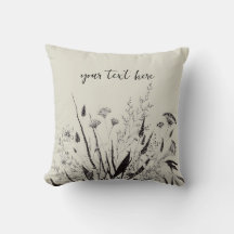 Sage Green Personalized Wildflower Throw Pillow 