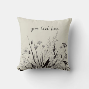 Sage Green Personalized Wildflower Throw Pillow 