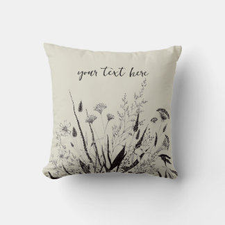 Sage Green Personalized Wildflower Throw Pillow 