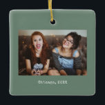 Sage Green Photo Keepsake Christmas Ceramic Ornament<br><div class="desc">Simple organic Sage Green Bold Funny Minimalist Photo Keepsake Christmas Ceramic Ornament,  a beautiful personalized gift for friends,  family,  couple,  girlfriend,  boyfriend,  coworker,  boss and more.</div>