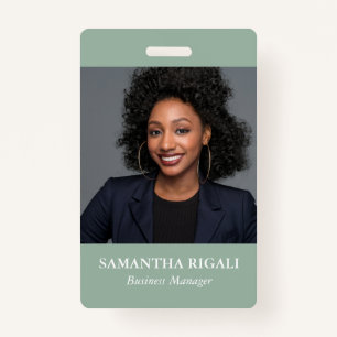 Sage Green Photo Name Tag Badge