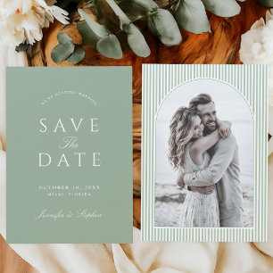 Sage Green Photo Save The Date Invitation