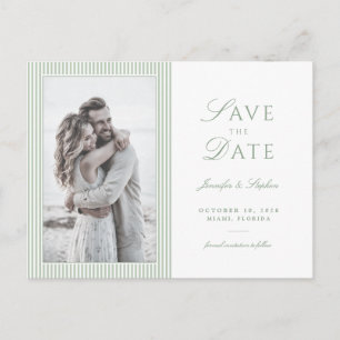 Sage Green Photo Save the Date Postcard