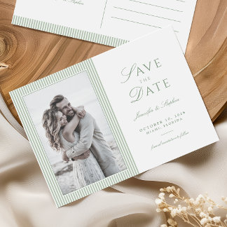 Sage Green Photo Save the Date Postcard