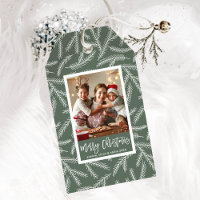 Sage Green | Pine Branch Merry Christmas Photo