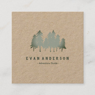 Sage Green Pine Trees Woods Square Business Card