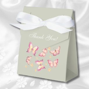 Sage Green Pink Butterfly Baby Shower Favor Box