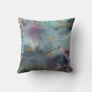 Sage Green Pink Gold Watercolor Abstract Art Throw Pillow