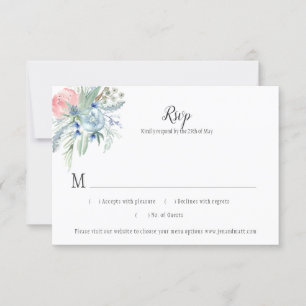 Sage Green Pink Lavender Blue Floral RSVP Card
