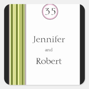 Sage Green Pink Stripe Monogram Envelope Seal