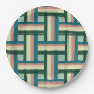 Sage Green Plaid Paper Plate