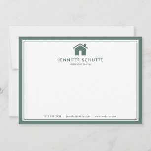 Sage Green Plaid Personalized Real Estate Agent Card