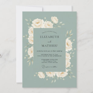 Sage Green Polished Botanical Wedding Invitation