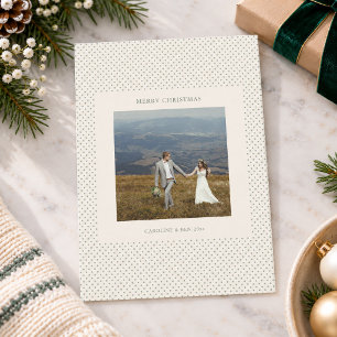 Sage Green Polka Dot First Christmas Wedding Photo Holiday Card