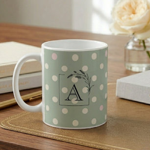 Sage Green & Polka Dot Islamic Wedding Gift Coffee Mug