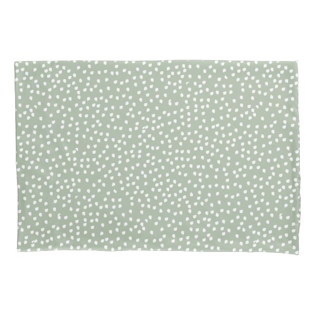 Sage Green Polka Dot Pillowcase (Front)