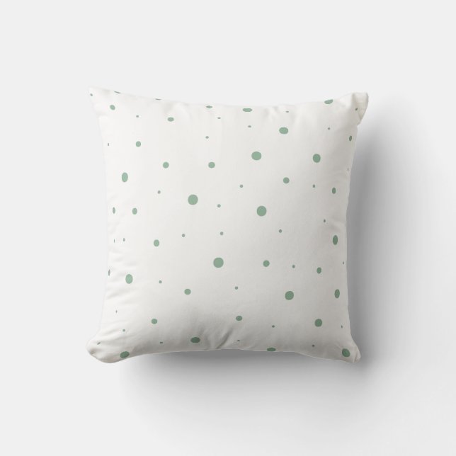 Sage Green Polka Dot  Throw Pillow (Front)