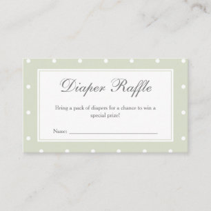 Sage Green Polka Dots Baby Shower Diaper Raffle Enclosure Card