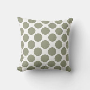 Sage Green Polka Dots Throw Pillow