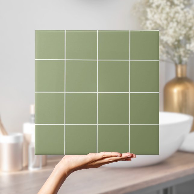Sage Green Preppy Modern Simple Geometric Grid Tile (Sage Green Preppy Modern Simple Geometric Grid Tile
)