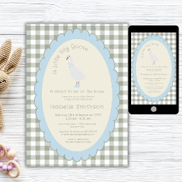 Sage Green Preppy Silly Little Goose Baby Shower  Invitation