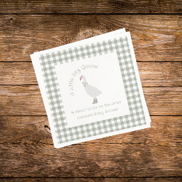 Sage Green Preppy Silly Little Goose Baby Shower Napkin