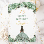 Sage Green Princess Floral Happy Birthday Card<br><div class="desc">This elegant and glamourous birthday card can be personalized with a name or title such as daughter, granddaughter, niece, friend etc. The design features a beautiful princess with dark hair in a sage green ball gown. The text combines handwritten script and modern sans serif fonts for a classy and sophisticated...</div>