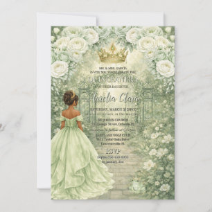 Sage Green Princess & Frog Fairytale Quinceañera  Invitation