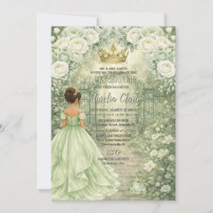 Sage Green Princess & Frog Fairytale Quinceañera  Invitation
