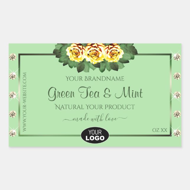 Sage Green Produit Étiquette Jaune Roses Bijoux Lo (Devant)