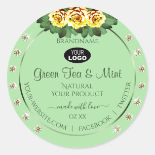 Sage Green Produit Étiquette Jaune Roses Bijoux Lo