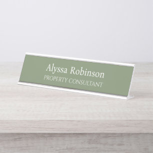 Sage Green Professional Desk Nom Plaque