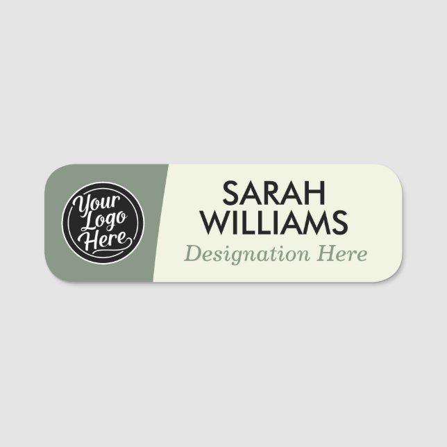 Sage Green Professional Logo Name Title Tag (Front)