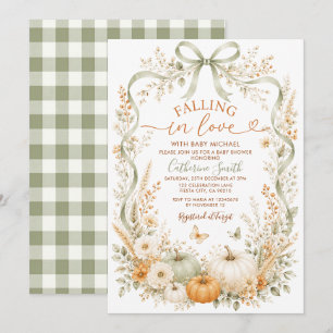 Sage Green Pumpkin Baby Shower Invitation