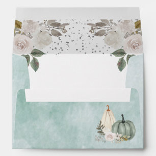 Sage Green Pumpkin Floral Fall Envelope