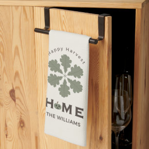 Sage Green Pumpkin HOME Personalized Family Kitchen Towel