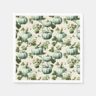 Sage Green Pumpkins & Autumn Florals Napkin