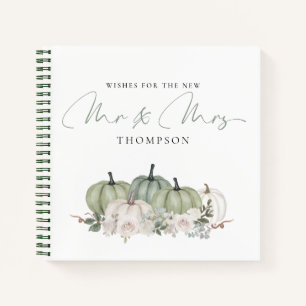 Sage Green Pumpkins Wishes for Mr Mrs Guest Book