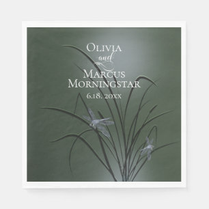 Sage Green Purple Dragonfly  Napkin