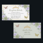 Sage Green Purple Floral Quinceañera Reception Enclosure Card<br><div class="desc">Personalize these chic reception / details enclosure cards with your details easily and quickly,  simply press the customise it button to further re-arrange and format the style and placement of the text. (c) The Happy Cat Studio</div>