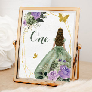 Sage Green Purple Quinceañera Numéro de table
