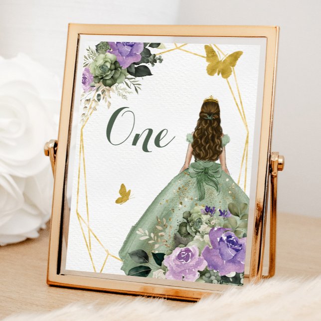 Sage Green Purple Quinceañera Table Number (Creator Uploaded)