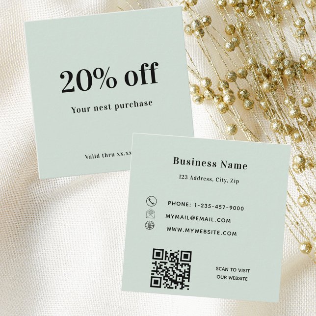 Sage green qr code loyalty discount card (Creator Uploaded)